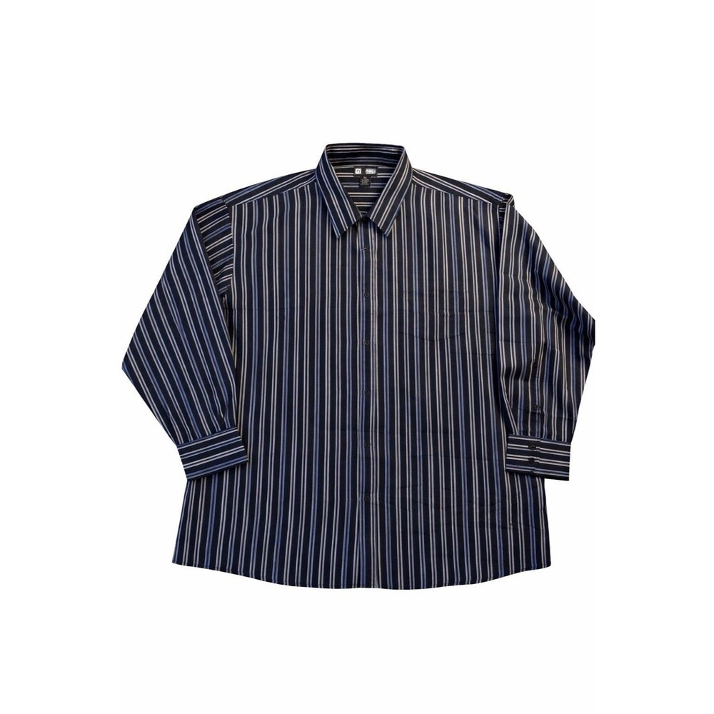 Mens Button Up Dress Shirt 3XL Niko Navy Blue White Striped Long Sleeve Casual